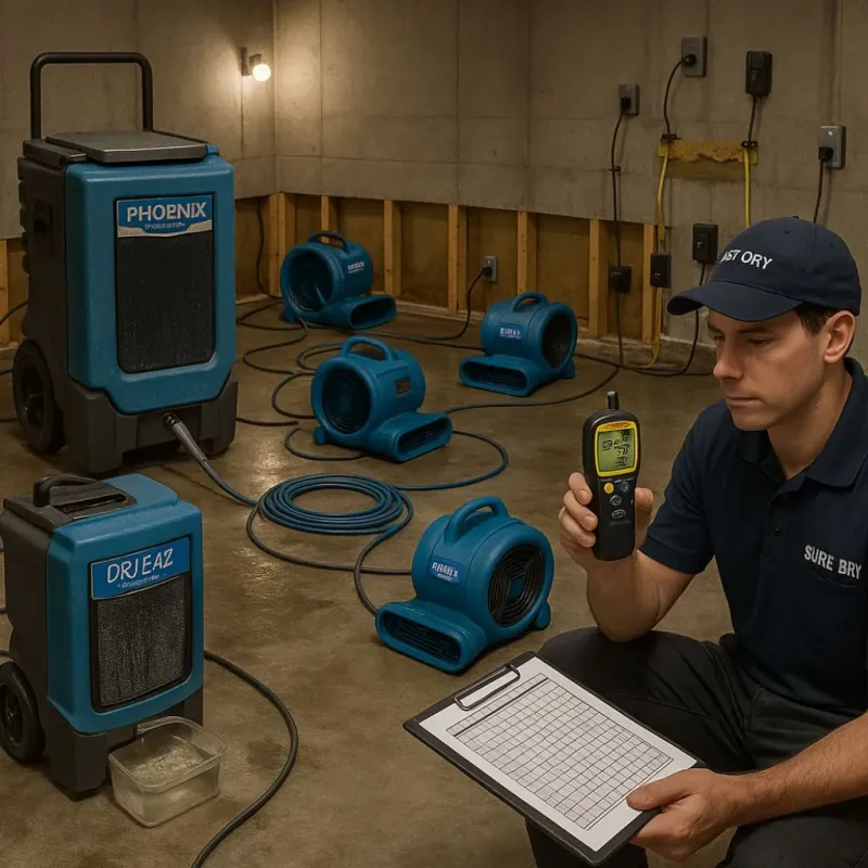 Structural Drying and Dehumidification process in Fairfield Bay, AR